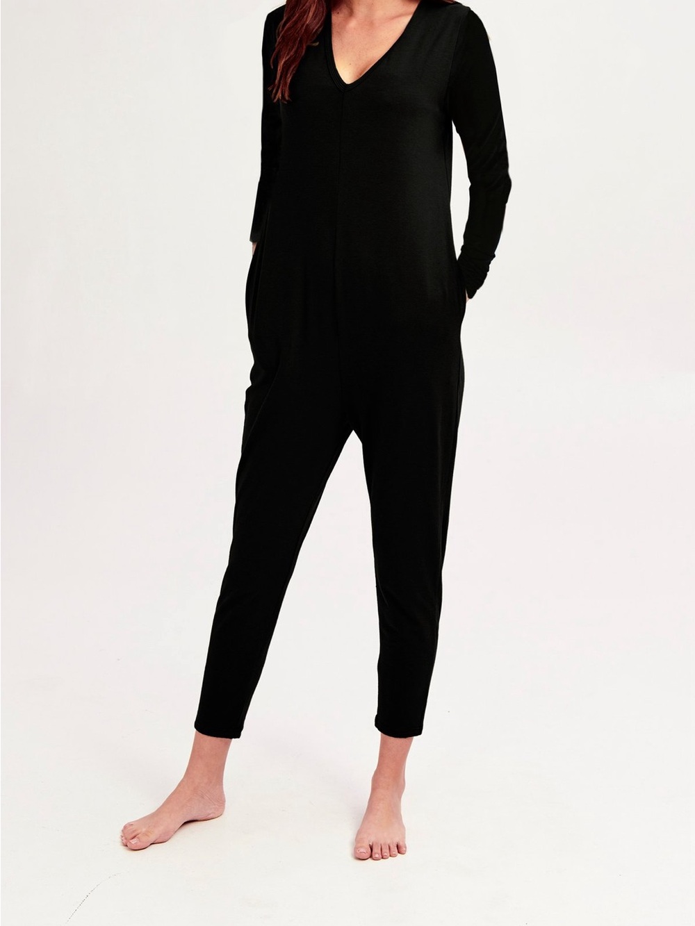 Smash + Tess Black V-Neck Long Sleeve Jumpsuit